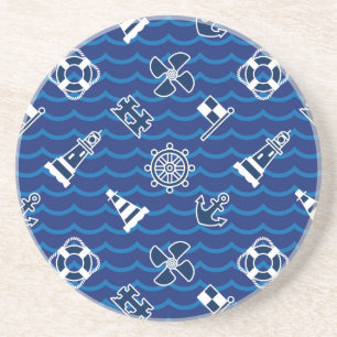 Cute Nautical Waves Pattern Zandsteen Onderzetter