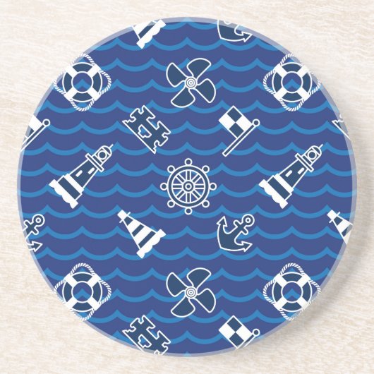 Cute Nautical Waves Pattern Zandsteen Onderzetter (Voorkant)