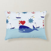 Cute Nautical Whale Decoratief Kussen (Voorkant)
