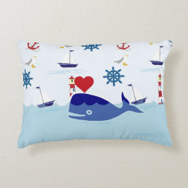 Cute Nautical Whale Decoratief Kussen