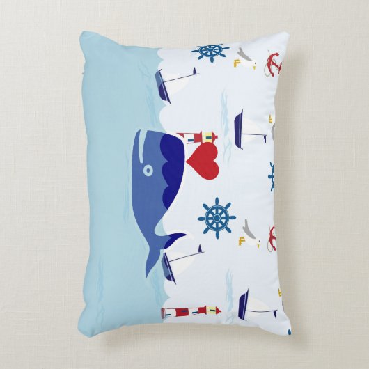 Cute Nautical Whale Decoratief Kussen (Voorkant(Verticaal))