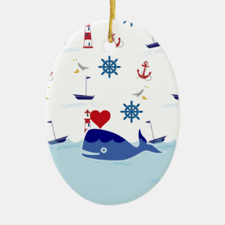Cute Nautical Whale Keramisch Ornament