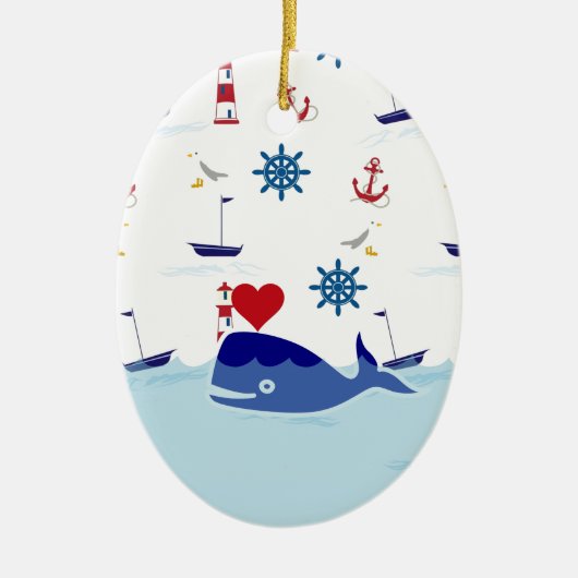 Cute Nautical Whale Keramisch Ornament (Voorkant)