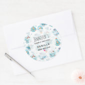 Cute Nautical Whales Waterverf Candle of Soap Ronde Sticker (Envelop)