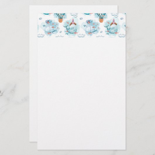 Cute Nautical Whales Waterverf Pattern (Voorkant / Achterkant)