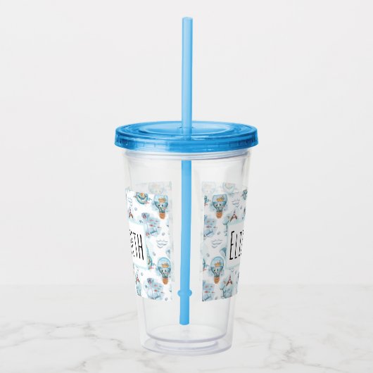 Cute Nautical Whales Waterverf Pattern Acryl Drinkbeker (Rechts)