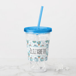 Cute Nautical Whales Waterverf Pattern Acryl Drinkbeker