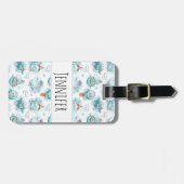 Cute Nautical Whales Waterverf Pattern Bagagelabel (Voorkant horizontaal)