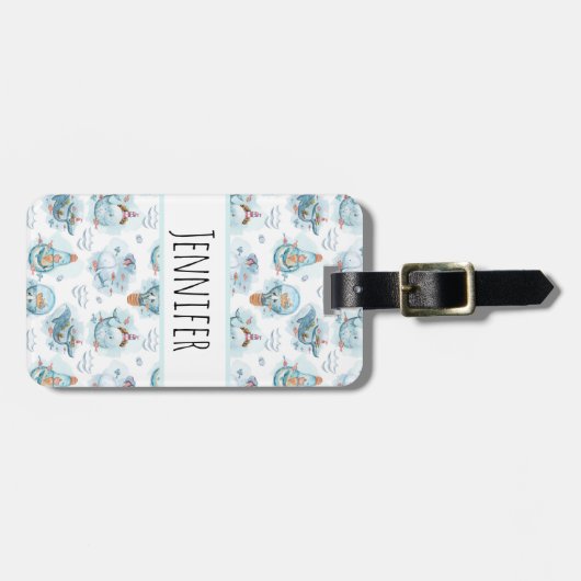 Cute Nautical Whales Waterverf Pattern Bagagelabel (Voorkant horizontaal)