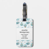 Cute Nautical Whales Waterverf Pattern Bagagelabel (Achterkant verticaal)