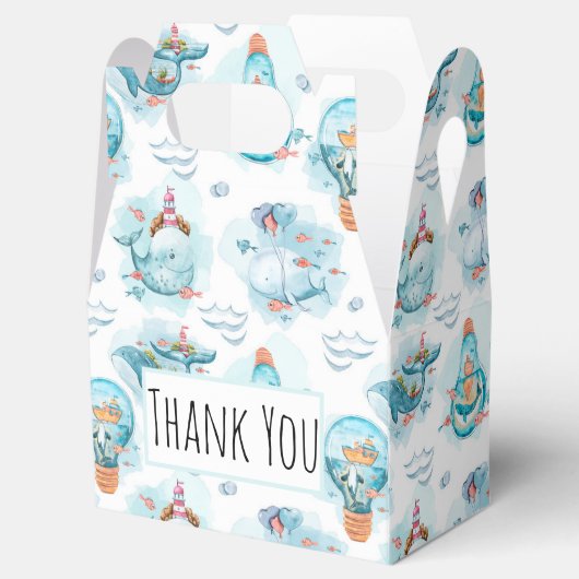 Cute Nautical Whales Waterverf Pattern Bedankdoosjes (Geopend)