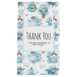 Cute Nautical Whales Waterverf Pattern Business Klein Cadeauzakje