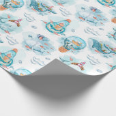 Cute Nautical Whales Waterverf Pattern Cadeaupapier (Hoek)