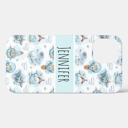 Cute Nautical Whales Waterverf Pattern Case-Mate iPhone Case (Achterkant (horizontaal))