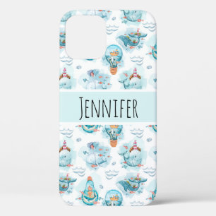 Cute Nautical Whales Waterverf Pattern Case-Mate iPhone Case