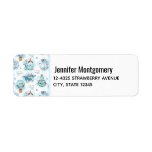 Cute Nautical Whales Waterverf Pattern Etiket