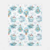 Cute Nautical Whales Waterverf Pattern Fleece Deken (Voorkant)