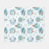 Cute Nautical Whales Waterverf Pattern Fleece Deken (Voorkant (Horizontaal))