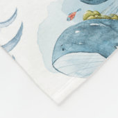 Cute Nautical Whales Waterverf Pattern Fleece Deken (Hoek)