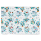 Cute Nautical Whales Waterverf Pattern Groot Cadeauzakje (Voorkant)