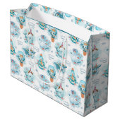 Cute Nautical Whales Waterverf Pattern Groot Cadeauzakje (Achterkant Gekanteld)