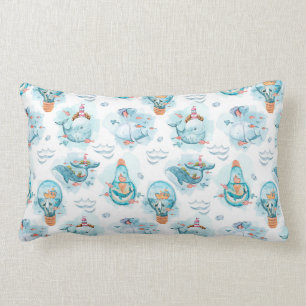 Cute Nautical Whales Waterverf Pattern Kussen