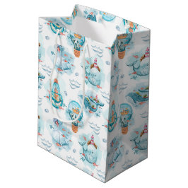 Cute Nautical Whales Waterverf Pattern Medium Cadeauzakje