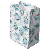 Cute Nautical Whales Waterverf Pattern Medium Cadeauzakje (Voorkant Gekanteld)