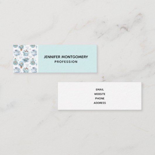 Cute Nautical Whales Waterverf Pattern Mini Visitekaartje (Voorkant / Achterkant)