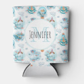 Cute Nautical Whales Waterverf Pattern Monogram Blikjeskoeler (Voorkant)