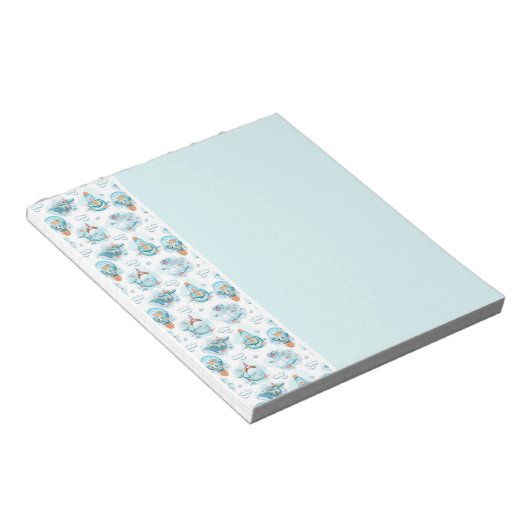 Cute Nautical Whales Waterverf Pattern Notitieblok (Schuin)