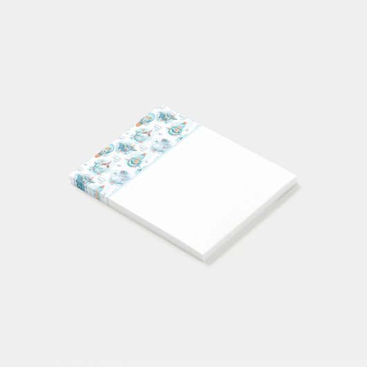 Cute Nautical Whales Waterverf Pattern Post-it® Notes (Schuin)