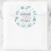 Cute Nautical Whales Waterverf Pattern Ronde Sticker (Tas)