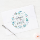 Cute Nautical Whales Waterverf Pattern Ronde Sticker (Envelop)