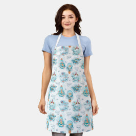 Cute Nautical Whales Waterverf Pattern Schort