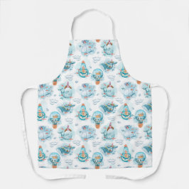 Cute Nautical Whales Waterverf Pattern Schort