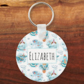 Cute Nautical Whales Waterverf Pattern Sleutelhanger (Voorkant)