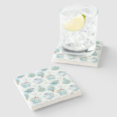 Cute Nautical Whales Waterverf Pattern Stenen Onderzetter (Zijkant)