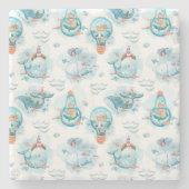Cute Nautical Whales Waterverf Pattern Stenen Onderzetter (Voorkant)