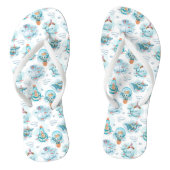 Cute Nautical Whales Waterverf Pattern Teenslippers (Voetbed)