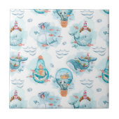 Cute Nautical Whales Waterverf Pattern Tegeltje (Voorkant)