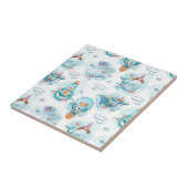 Cute Nautical Whales Waterverf Pattern Tegeltje (Zijkant)