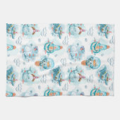 Cute Nautical Whales Waterverf Pattern Theedoek (Horizontaal)