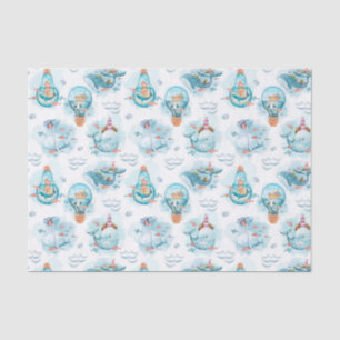 Cute Nautical Whales Waterverf Pattern Tissuepapier