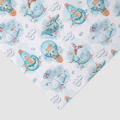 Cute Nautical Whales Waterverf Pattern Tissuepapier (Detail)