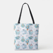 Cute Nautical Whales Waterverf Pattern Tote Bag (Achterkant)