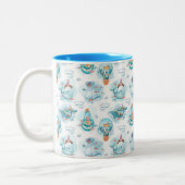 Cute Nautical Whales Waterverf Pattern Tweekleurige Koffiemok (Links)