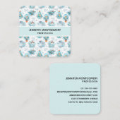 Cute Nautical Whales Waterverf Pattern Vierkante Visitekaartje (Voorkant / Achterkant)