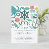 Cute Nautical Zee Critters Het is een Jongen Baby Kaart (Staand voorkant)