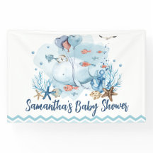 Cute Nautilus Walvis Baby Shower Welkom Achtergron